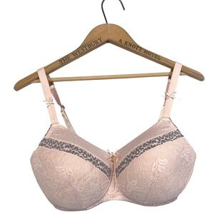 Amoena‎ Pink Lace Trim Post Mastectomy Full Coverage Bra 36D